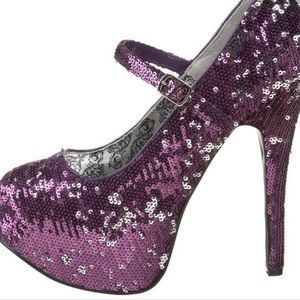 Bordello Purple/Silver sequined platform shoe!